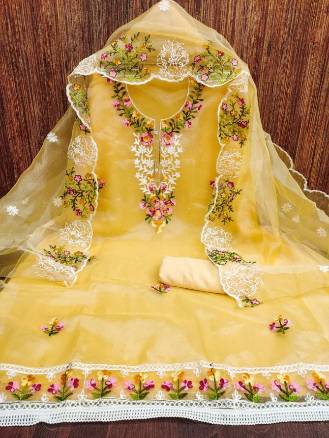 Ds By Designer Suit Organza Silk Non Catalog Dress Material Wholesale Market In Surat
